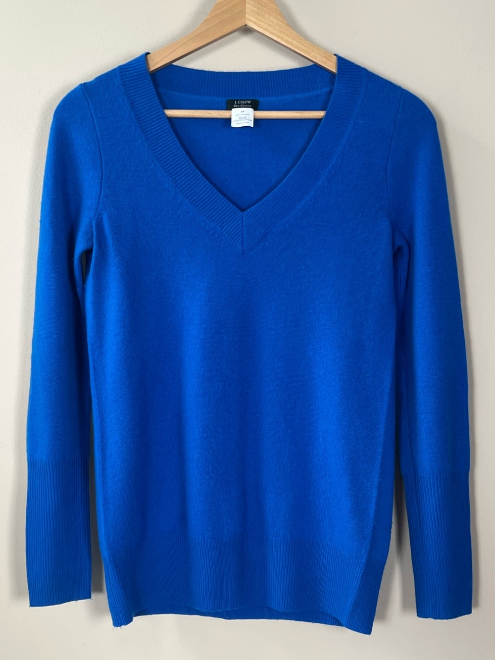 J. Crew Blue 100% Cashmere Women's V-Neck Sweater Size XS